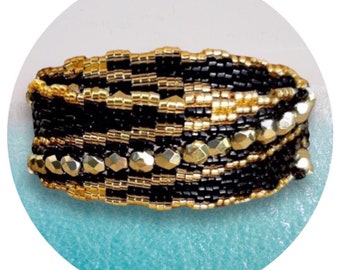 DIY Pattern Bracelet MYSORE-2 in 3-drops Peyote stitch bangle or with clasp