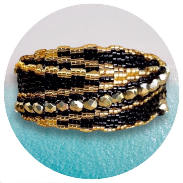 DIY Pattern Bracelet MYSORE-2 in 3-drops Peyote stitch bangle or with clasp