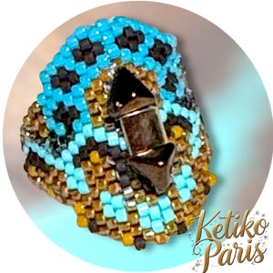 DIY OCEANIKA Peyote or brick stitch ring Pattern