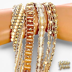 DIY Lot 5 Patronen voor LILY armbanden in peyote 3 kralen en fantasieweven, rond (Bangle) of met sluiting voor HIILOS sluitingen