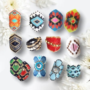 DIY Set 1 of 12 patterns for peyote or brick stitch rings