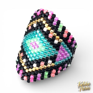 Patrón de anillo DIY de punto peyote o ladrillo - Anillo YOPAL