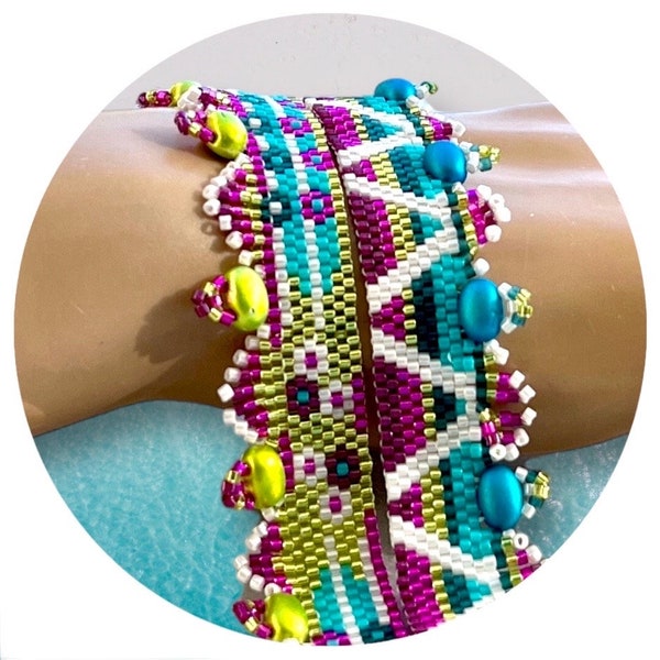 DIY Schéma peyote pair pour les 2 Bracelets ELECTRIC pour fermoirs HIILOS