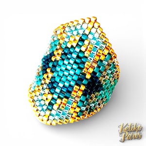 DIY Peyote oder Brick Stitch Ring Muster - GRENADE Ring