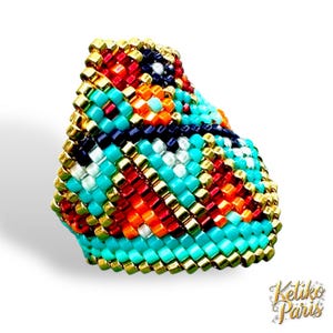 DIY Peyote oder Brick Stitch Ring Muster - YUCATAN Ring