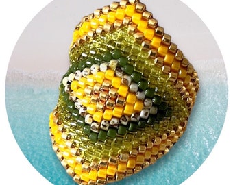 DIY Peyote or brick stitch ring Pattern : AUSTIN