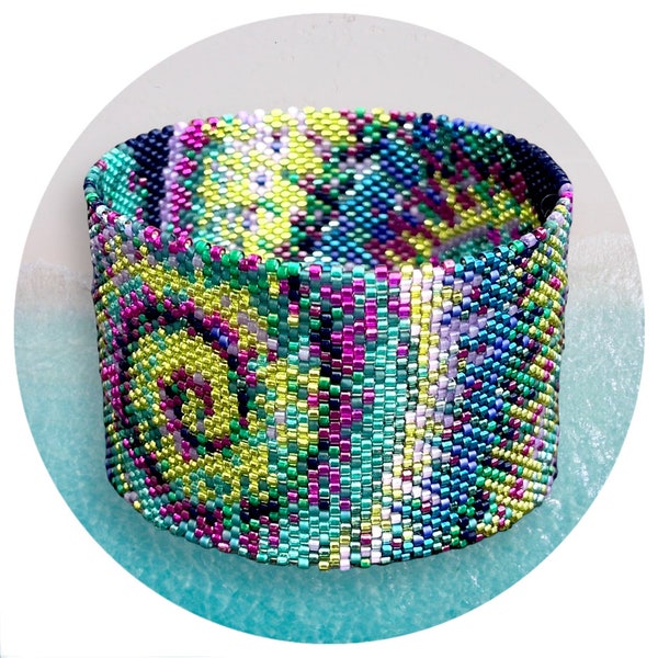 DIY Schéma pour bracelet COLORFUL SNAIL en peyote circulaire (Bangle) ou avec fermoir