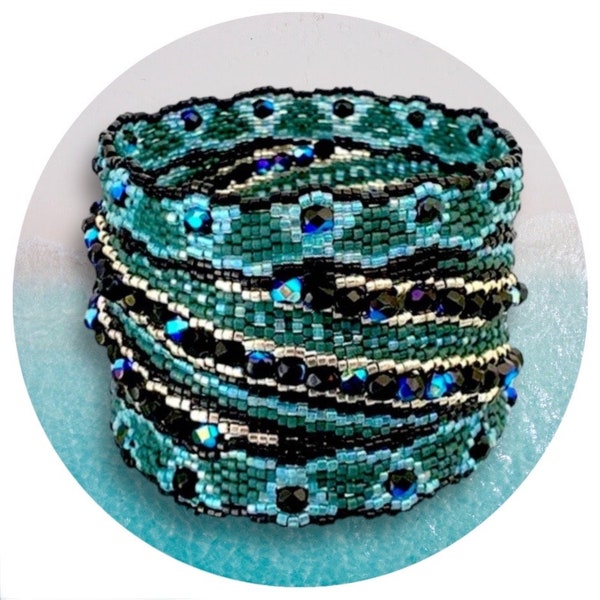 DIY Peyote bracelet pattern bangle or with clasp, bracelet  CEYLAN