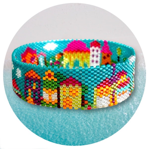 DIY Schémas Bracelet PUEBLOS MAGICOS pour tissage peyote et brick stitch