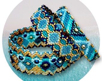 DIY 3 Peyote 3 drops bracelet patterns bangle or with clasp, bracelets CORDOUE