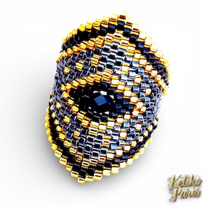 DIY Peyote or brick stitch ring Pattern : MORELIA