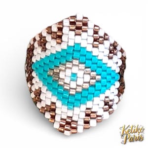 DIY Peyote or brick stitch ring Pattern : CHAPALA