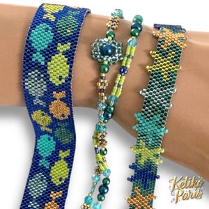 DIY even count peyote pattern SEA SIDE for 3 bracelets