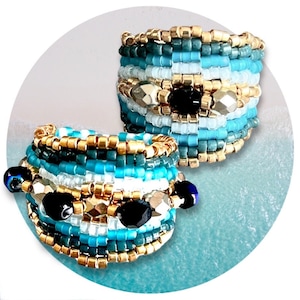 DIY HELIKS 3 drops Peyote Pattern for 2 rings