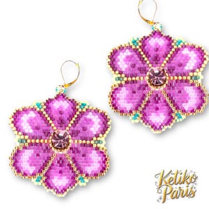 Patrón de tejido de colgante Miyuki DIY ELOÏSE para hacer un collar, broche o pendientes: