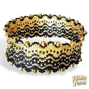 Ponto peiote com 2 contas, circular (bracelete) ou com fecho: Pulseira GOLDEN RADIANCES