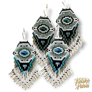 DIY EPINAL Earrings pattern Peyote and brick stitch