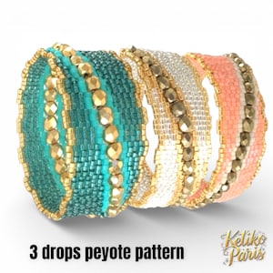 DIY Peyote 3 drops bracelet pattern bangle or with clasp, bracelet  MYSORE