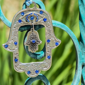 Hamsa wall Art, Handmade Hamsa, Hamsa Home decor, Hamsa Hanging, Jewish Wall Art, Hamsa Wall Hand, Israel Gift, Hand Hanging, Blue Hamsa