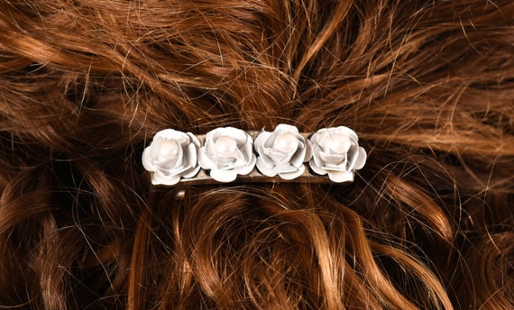Hair Barrette, Hair jewelry, Pearl hair Barrette,… - image 1