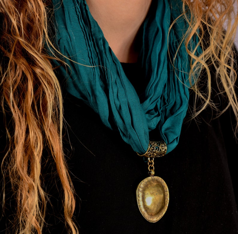 Scarf Jewelry Slide Scarf Jewelry Scarf Necklace Green Etsy