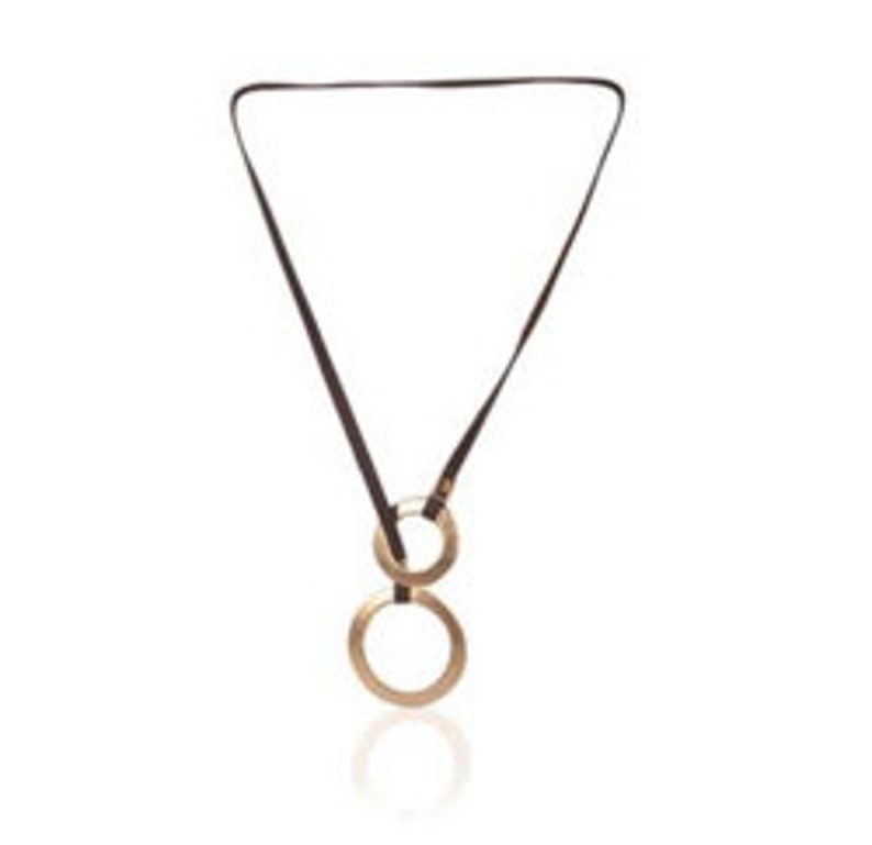 Adjustable Necklace,Round Necklace Vegan Necklace Lariat necklace,Gold metal Pendant Y necklace faux leather Necklace Hammered casting
