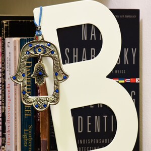 Hamsa Art, Hamsa wall Decor, Luck Hamsa, Blue Handmade Hamsa, Jewish wall art, Hamsa wall hanging, Metal Hamsa, Evil eye Wall Decor, Hamsa