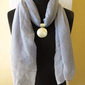 Scarf Pendant, Scarf Slide, Scarves Necklace, Scarf Ring, Scarf Jewelry, Scarf Bail & Pendnat,  light blue Scarf , Scarf With Silver Pendant