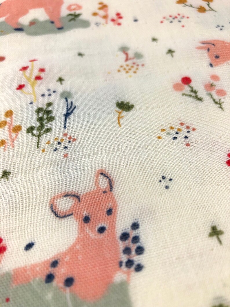 baby shower gift- infant swaddler Japanese double gauze fabric woodland theme deer Baby girl blanket in soft pastels luxury bedding