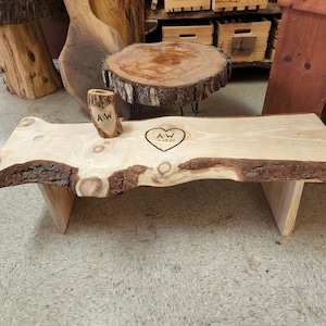 4 day sale 25% 0ff***Live edge Wedding Bench with KIT /4 foot *** Bench, sealer, brush, marker , and Heart Cup for Marker / Guest book /