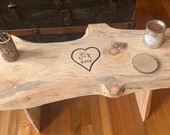 FREE SHIPPING! ***Small Wedding bench "Guest Book" - 24 long" Live edge **