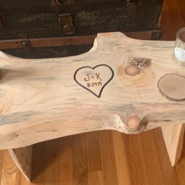 FREE SHIPPING! ***Small Wedding bench "Guest Book" - 24 long" Live edge **