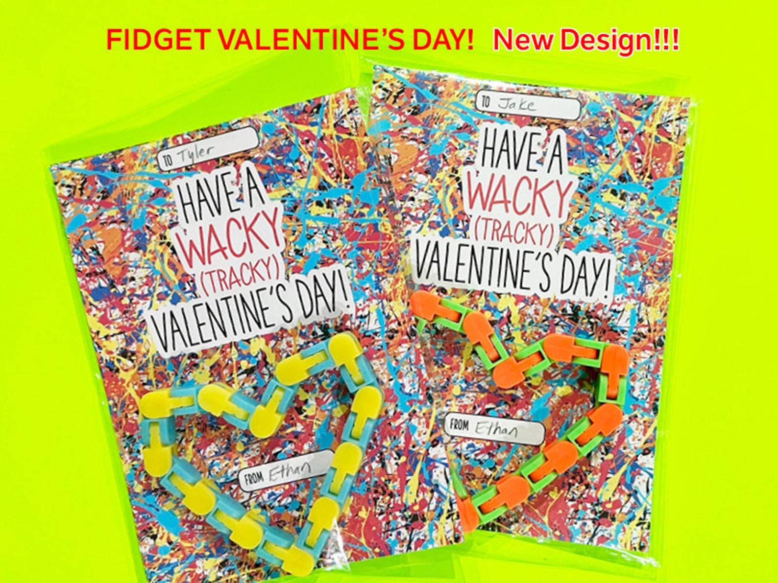 WACKY FIDGET TOY Valentine's Card Colorful 5x7 Printable Etsy