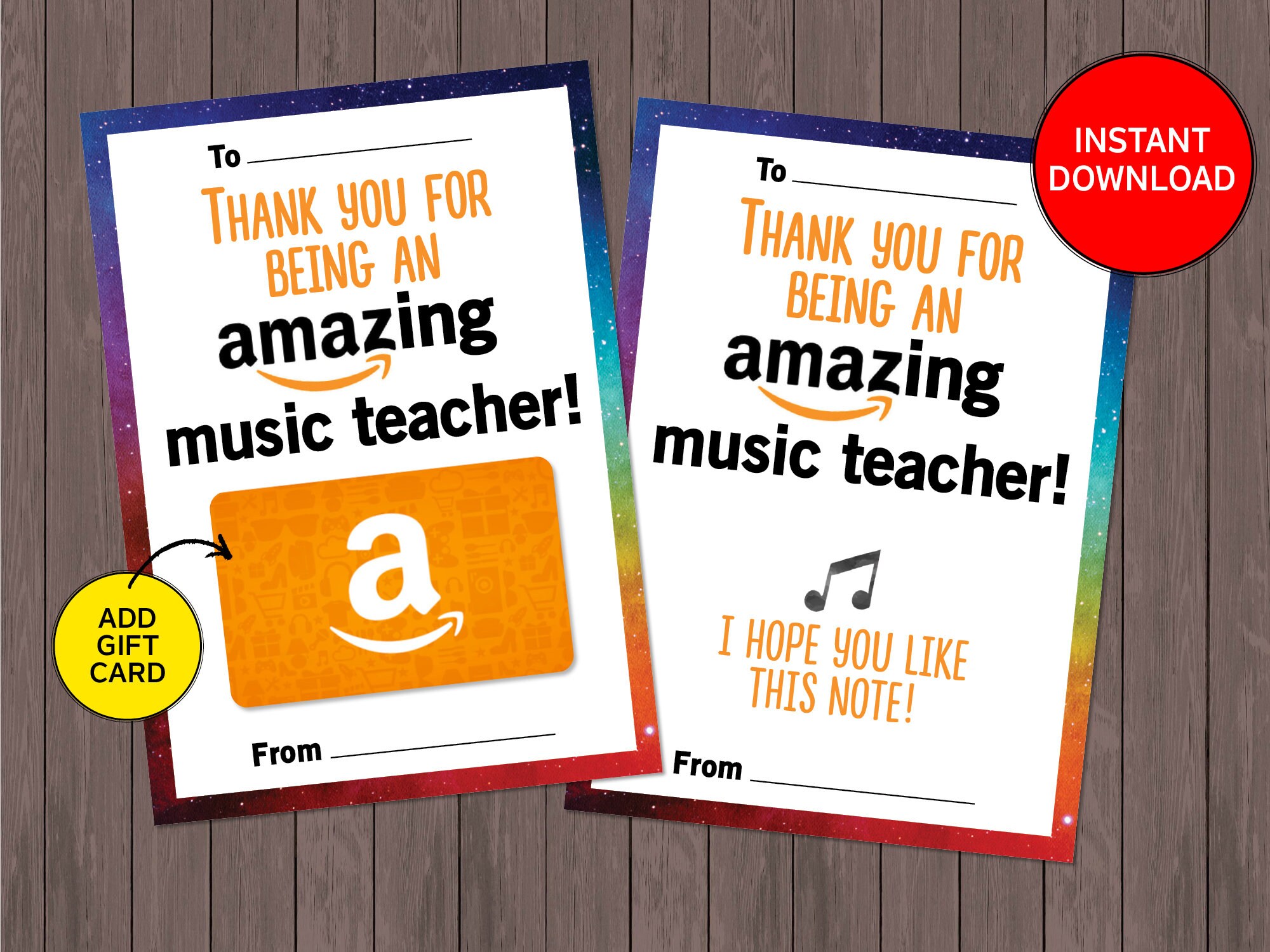 AMAZING MUSIC TEACHER Gift Card Holder Instant Download 5x7 | Etsy