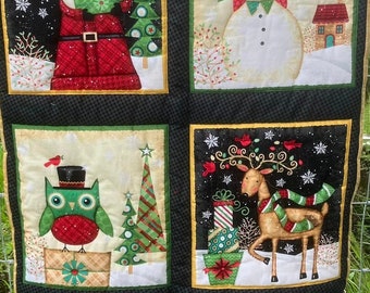 Handmade Christmas quilt, Christmas throw, Christmas decoration, baby's first Christmas, Christmas baby shower, gift for child, handmade