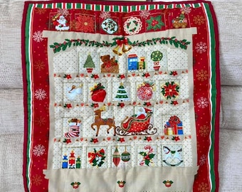Advent calendar, Handmade Christmas, Christmas countdown, 24 pockets, baby's 1st Christmas gift, plastic free, reusable Christmas decoration