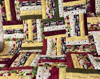 handmade patchwork quilt wine themed, handmade quilt, wine gift, patchwork sofa throw, handmade gift, love wine, unique gift, practical gift