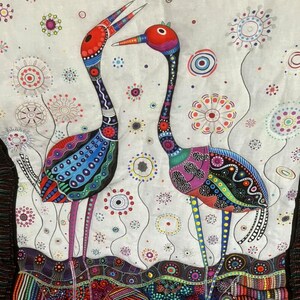 Handmade quilted throw, gorgeous birds in a handmade quilt, colourful pretty quilted lap blanket, pretty chair throw, practical gift for her immagine 5