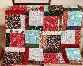 Handmade Christmas patchwork quilt, Christmas patchwork blanket, first Christmas, Christmas chair throw, handmade Christmas, Christmas deco