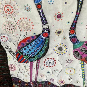 Handmade quilted throw, gorgeous birds in a handmade quilt, colourful pretty quilted lap blanket, pretty chair throw, practical gift for her immagine 10