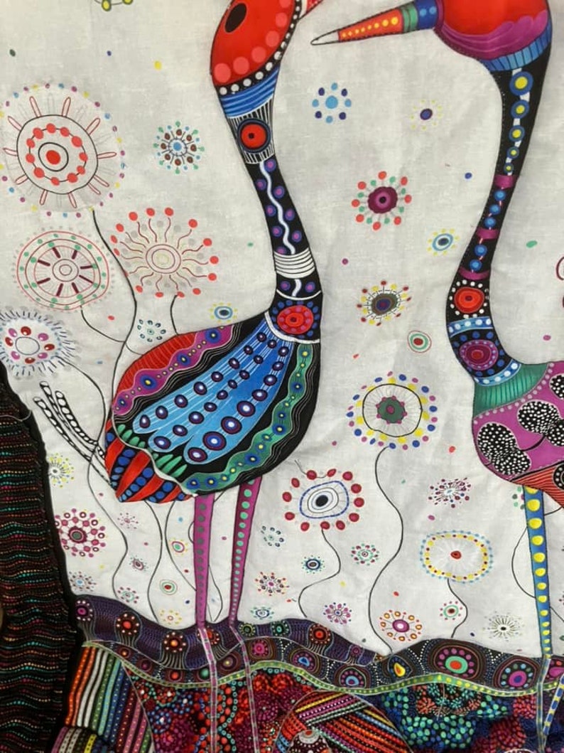 Handmade quilted throw, gorgeous birds in a handmade quilt, colourful pretty quilted lap blanket, pretty chair throw, practical gift for her immagine 10