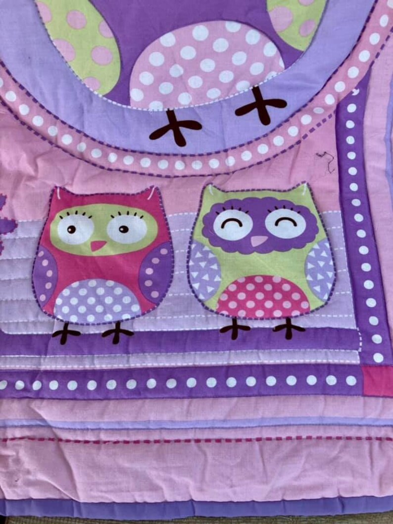 Handmade Quilt With Pretty Owls Quilted Throw Pink Baby Etsy UK