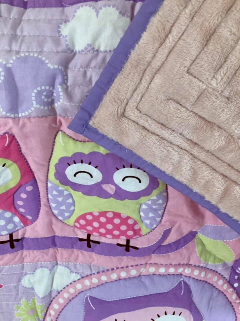 Handmade Quilt With Pretty Owls Quilted Throw Pink Baby Etsy UK