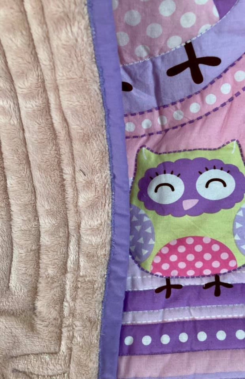 Handmade Quilt With Pretty Owls Quilted Throw Pink Baby Etsy UK