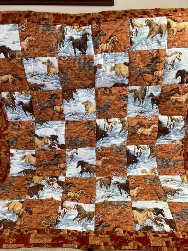 Handmade Patchwork Horses in a Quilted Throw Wild Horses in a Etsy UK