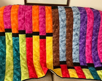 Handmade patchwork quilt, bold handmade patchwork, unusual patchwork quilt in unique pattern, handmade patchwork sofa throw, practical gift