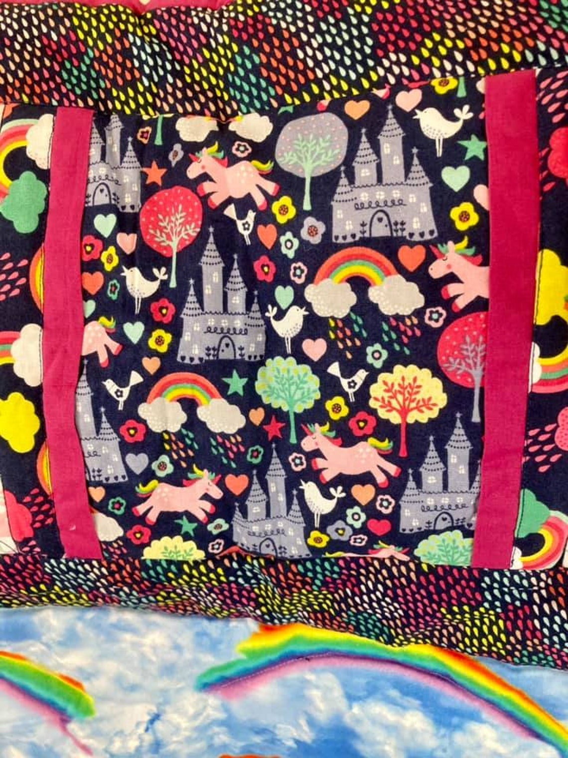 Patchwork Quilt With Rainbows Unicorns and Castles Unicorn Etsy UK