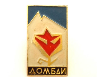 Vintage Badge  ДОМБАЙ Dombay USSR CCCP Collectibles Souvenir Brass Enamel Good Condition  #077