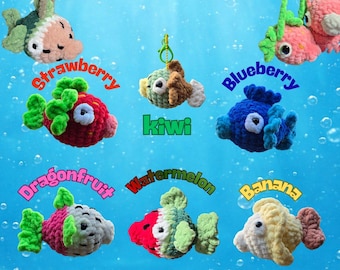 Puffer fish.  Puffy fish fruit bundle. PDF crochet pattern.
