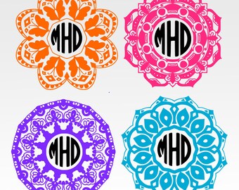 Mandala monogram svg, Circle monogram Frame SVG, DXF, EPS, use with Silhouette Studio & Cricut Design
